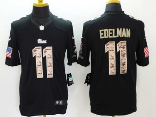 Men's New England Patriots #11 Julian Edelman Black Camo Salute To Service NFL Nike Limited Jersey