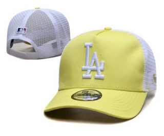MLB Los Angeles Dodgers New Era Pale Yellow White Trucket Mesh 9FORTY Adjustable Hat 2283