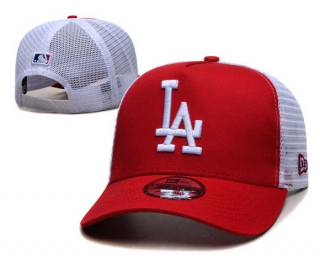 MLB Los Angeles Dodgers New Era Red White Trucket Mesh 9FORTY Adjustable Hat 2284