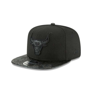 NBA Chicago Bulls New Era Black On Black 9FIFTY Snapback Hat 2255