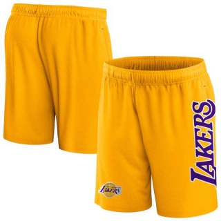 Men's NBA Los Angeles Lakers Fanatics Branded Gold Post Up Mesh Shorts
