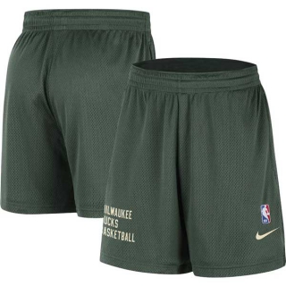 Men's NBA Milwaukee Bucks Nike Hunter Green Warm Up Performance Practice Mesh Shorts