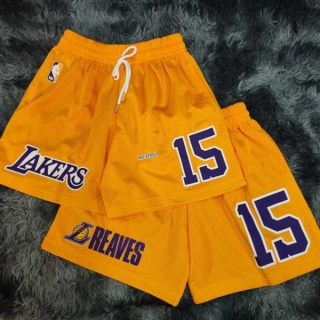 Men's NBA Los Angeles Lakers #15 Austin Reaves Gold Mesh Shorts