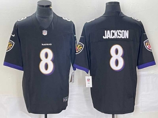 Men's NFL Baltimore Ravens #8 Lamar Jackson Black Stitched Nike Limited Jersey