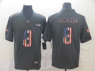 Men's NFL Baltimore Ravens #8 Lamar Jackson Graphite Salute To Service USA Flag Fashion Limited Jersey