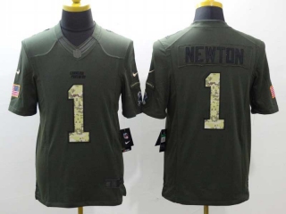 Men's NFL Carolina Panthers #1 Cam Newton Olive Camo Salute To Service Limited Stitched Jersey