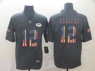 Men's NFL Green Bay Packers #12 Aaron Rodgers Graphite Salute To Service USA Flag Fashion Limited Jersey
