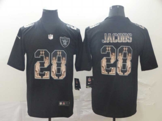 Men's NFL Las Vegas Raiders #28 Josh Jacobs Black Statue Of Liberty Stitched Nike Limited Jersey