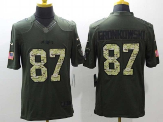 Men's NFL New England Patriots #87 Rob Gronkowski Olive Camo Salute To Service Limited Stitched Jersey