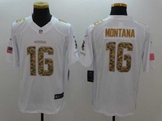 Men's NFL San Francisco 49ers #16 Joe Montana Salute to Service Nike White Camo Vapor Limited Jersey