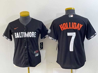 Women's MLB Baltimore Orioles #7 Jackson Holliday Black 2023 City Connect Cool Base Stitched Jersey