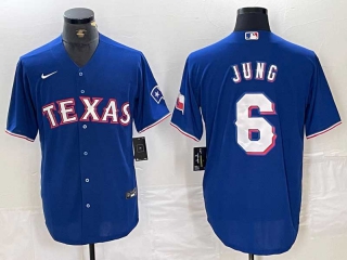Men's MLB Texas Rangers #6 Josh Jung Nike Blue Stitched Cool Base Baseball Jersey